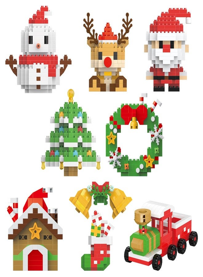 CHHOEAV 8 Pack Mini Christmas Building Blocks Toys, Classroom Prizes Birthday Gifts, Christmas Stocking Stuffers for Kids Boys Girls Age 6-12+ - Image 1